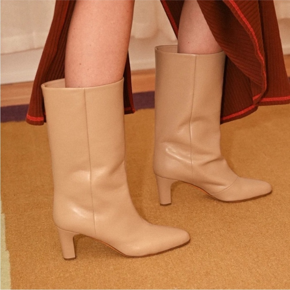 Maryam Nassir Zadeh Leather Sandra Boot in Toffee Size 37.5 NWT